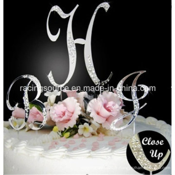 Crystal French Front Letter a to Z Monogramme Partielle Diamantee Wedding Cake Topper